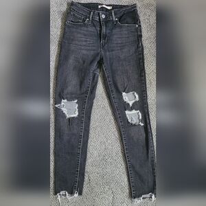 Levi's Distressed Charcoal Skinny Jeans